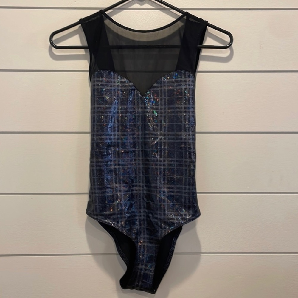 Black Milk Iridescent Plaid With Sheer Detail Body Suit Women’s Size Small